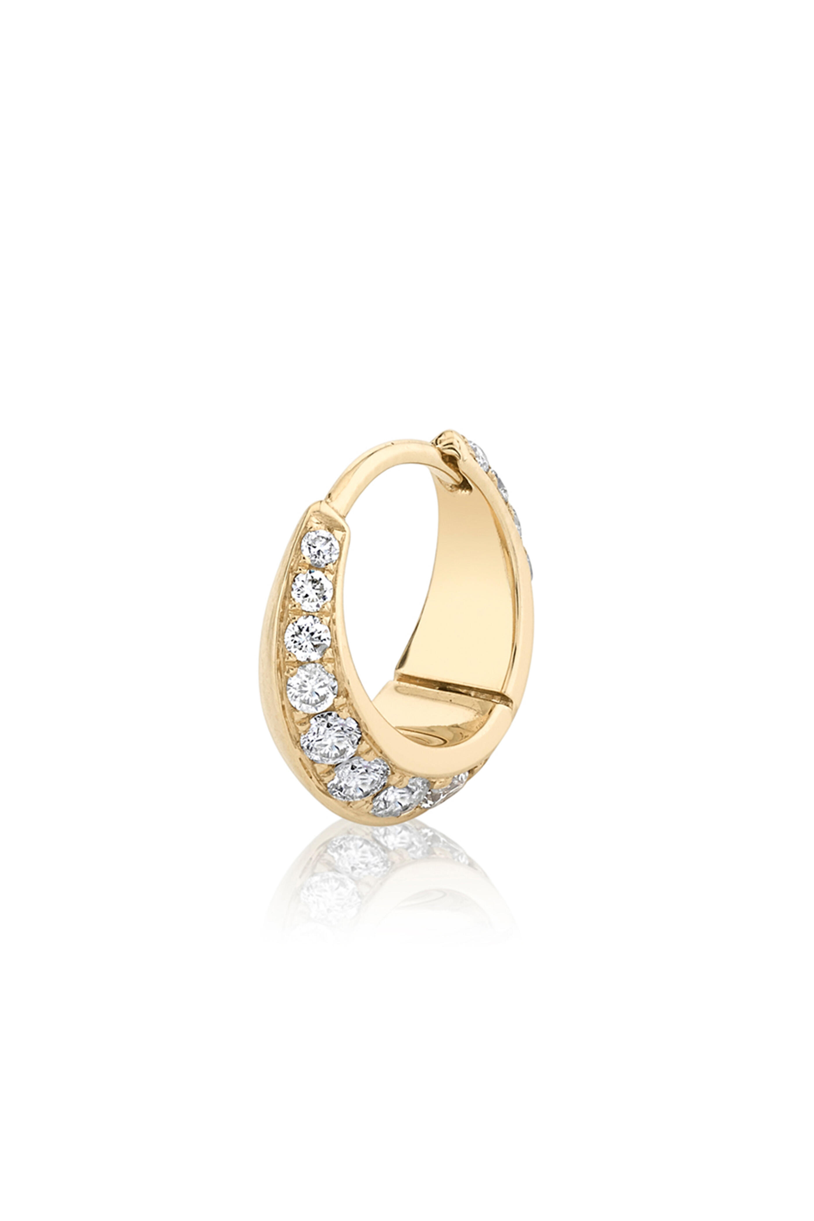 【Lizzie Mandler】 Pave Mini Crescent Hoop 片面 One Sided Pave Mini Crescent Hoop - Lizzie Mandler