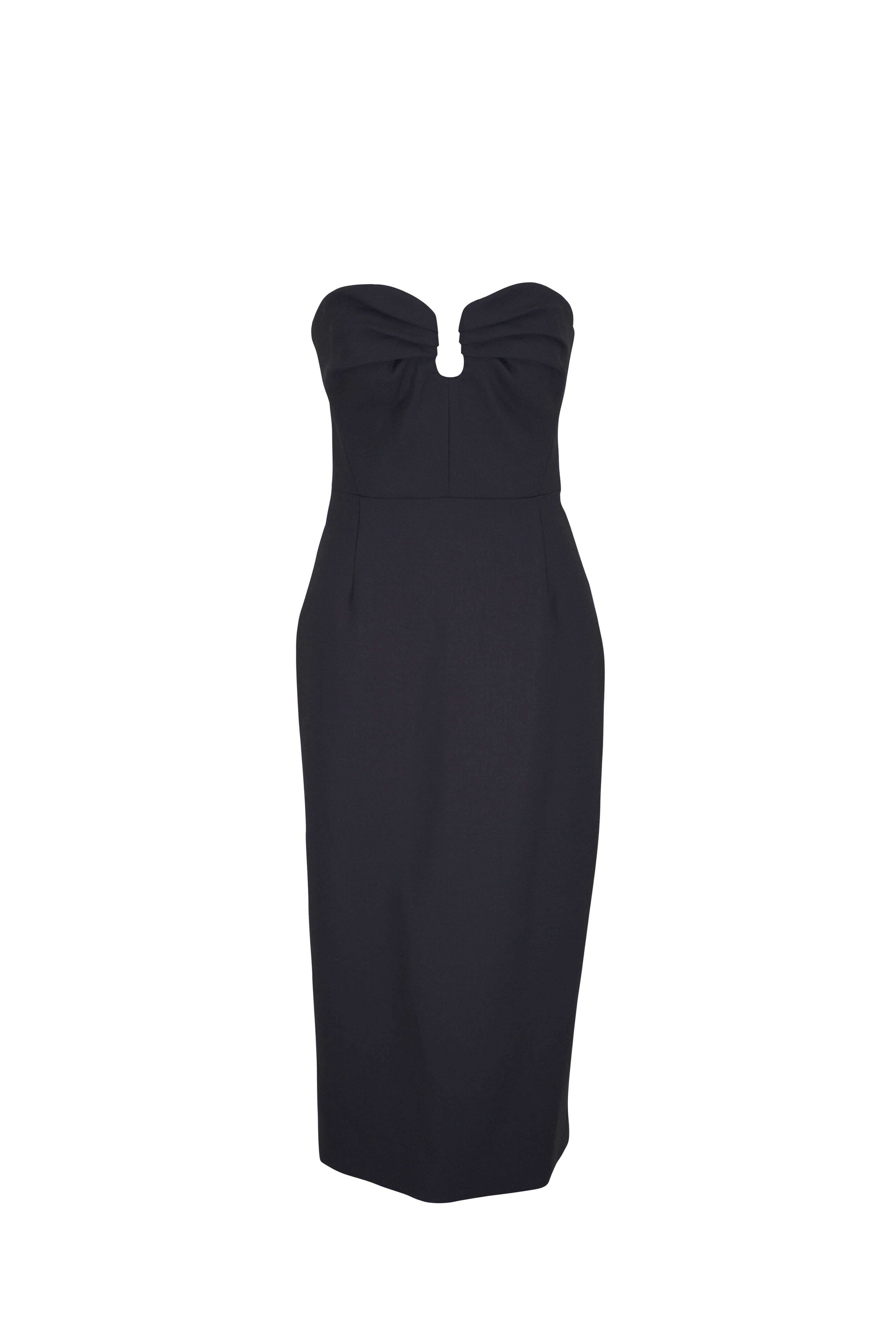 Carolina Herrera - Sweetheart Black Wool Midi Dress