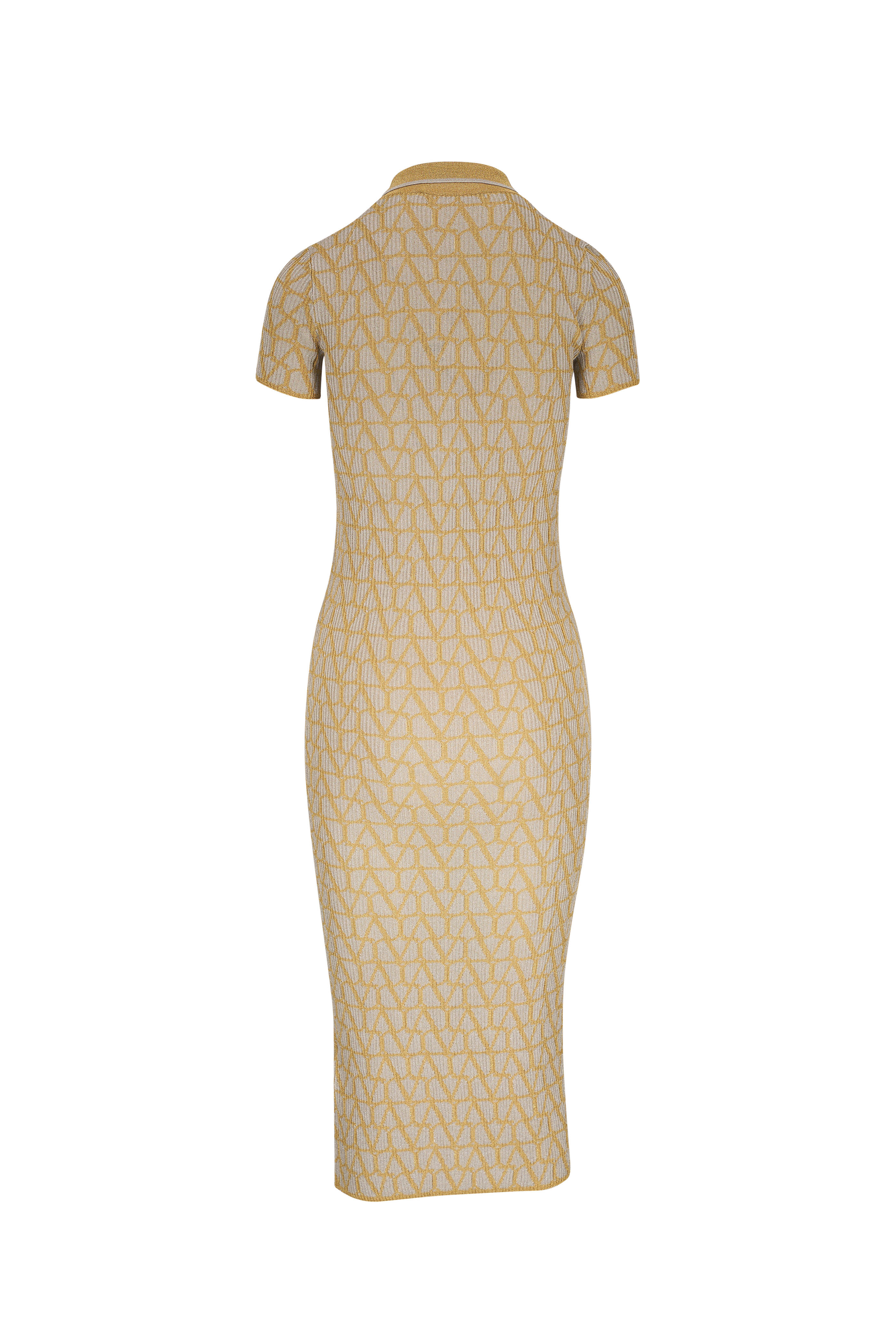 Valentino - Gold & Silver Metallic Ribbed Polo Shirtdress Valentino - Gold & Silver Metallic Ribbed Polo Shirtdress