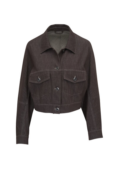 レザージャケット・コート Brunello Cucinelli Brown Cropped Leather Jacket Brunello Cucinelli BROWN LEATHER JACKET | palazzobelli