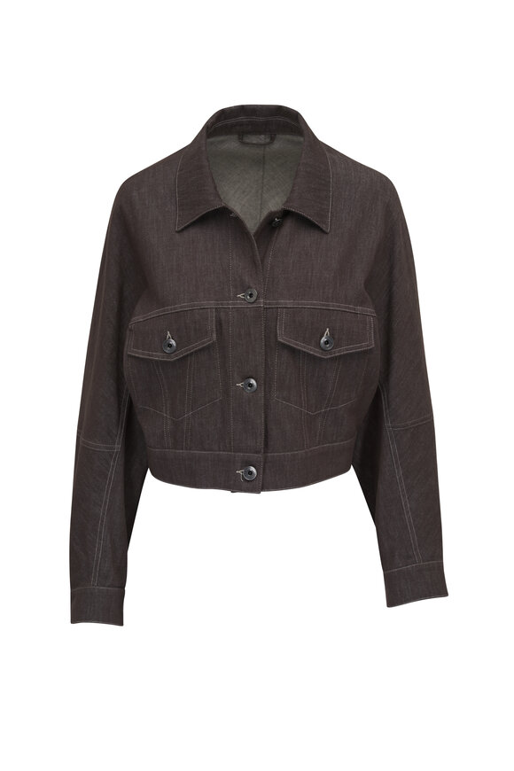 Brunello Cucinelli Brown Twill Denim Jacket