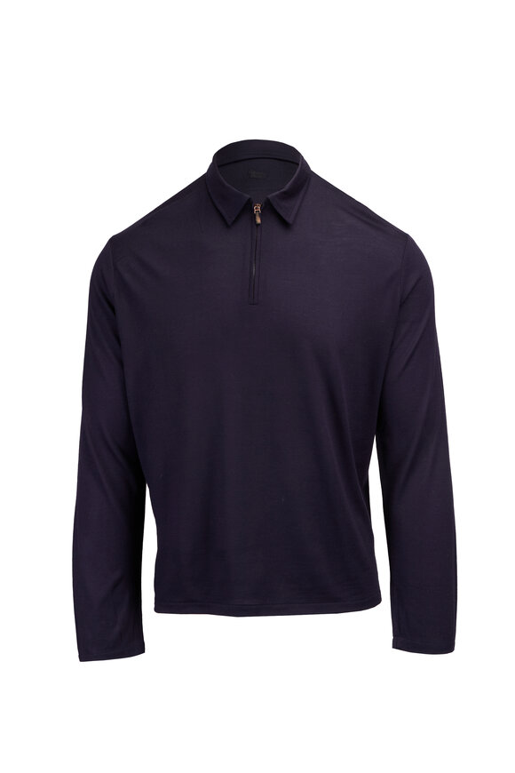Colombo Blue Wool Quarter Zip Sweater - view 1