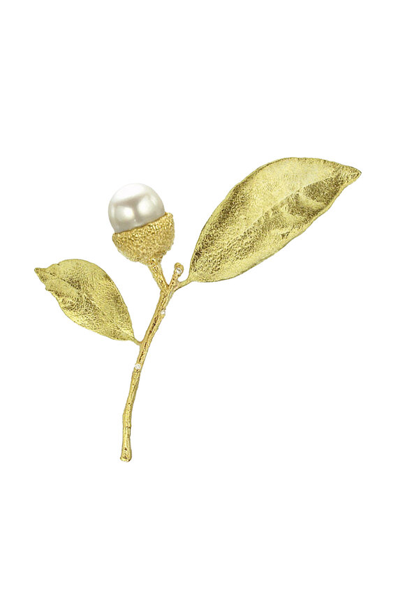 Aaron Henry 19k Yellow Gold Acorn Pin - view 1