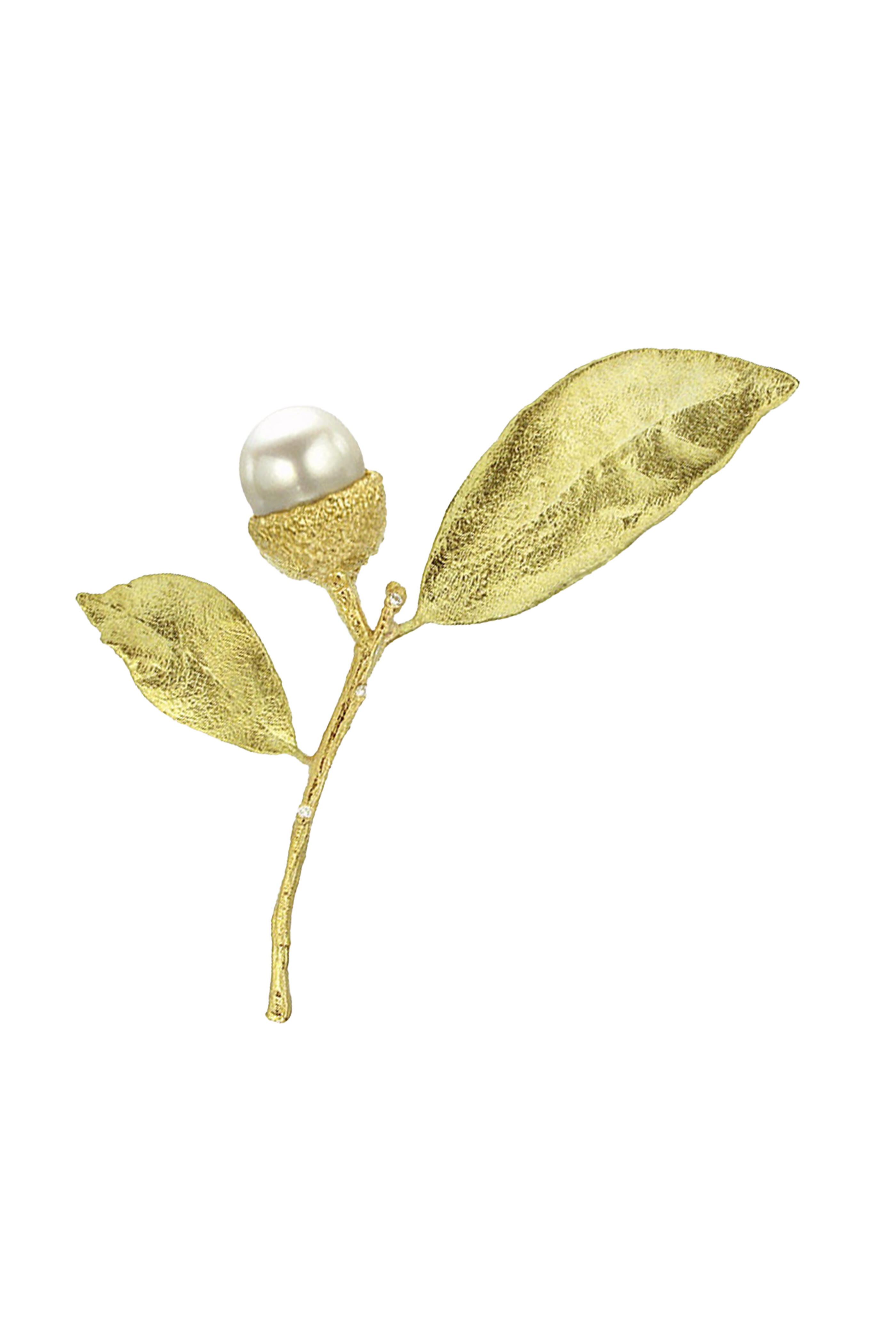 Aaron Henry - 19k Yellow Gold Acorn Pin - view 1