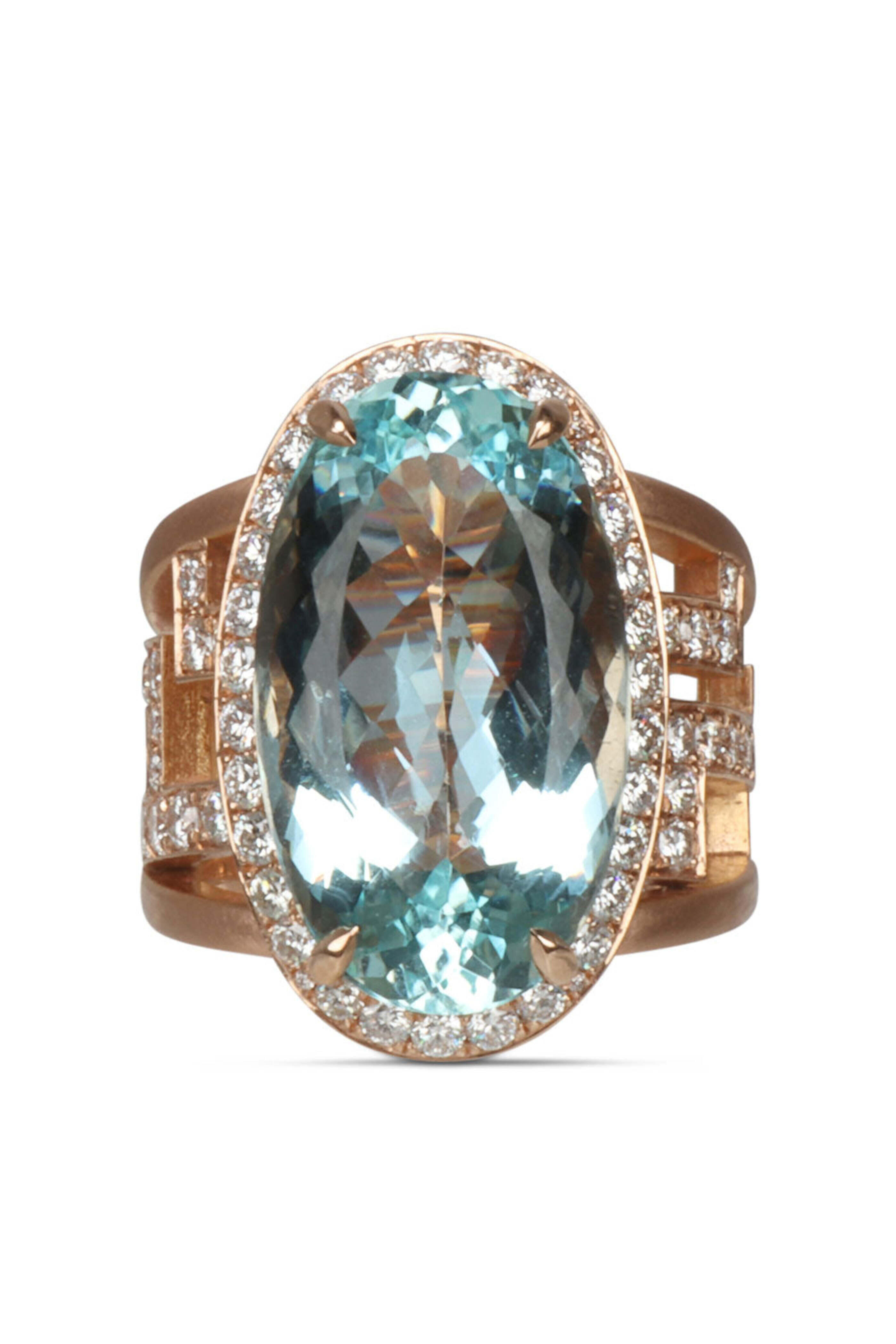 Jared Lehr - Diamond and Aquamarine Maze Ring