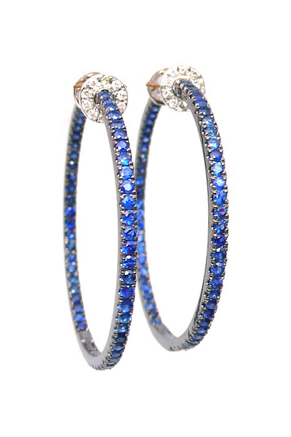 Nam Cho 18k White Gold Basic Signature Pave Hoop