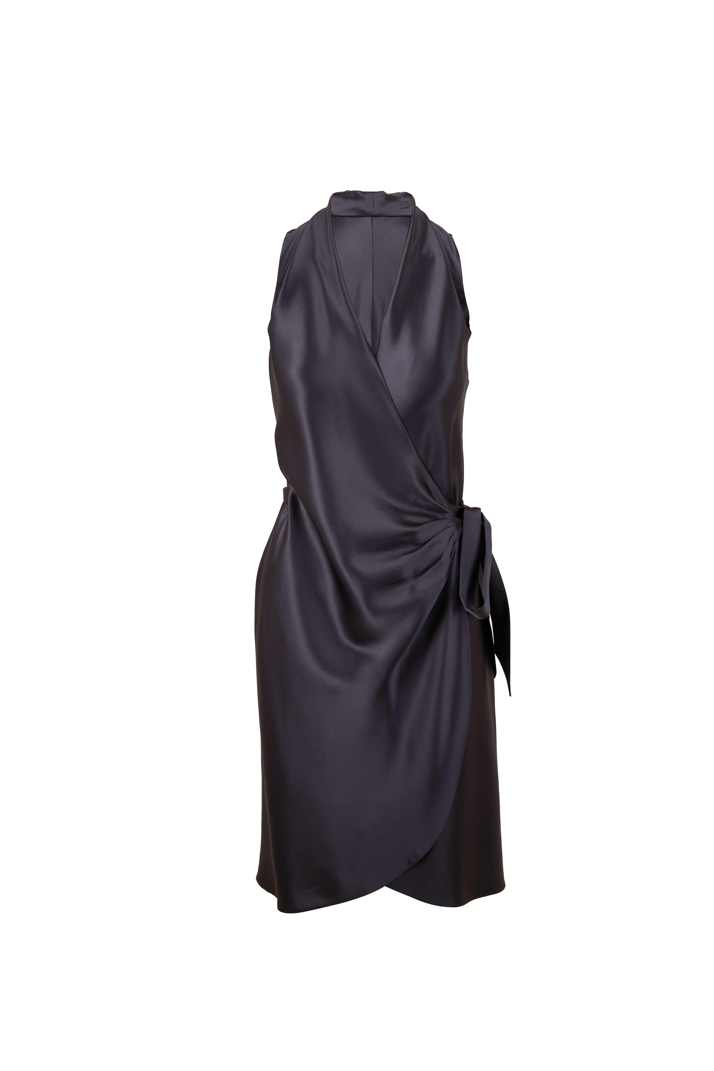 Peter Cohen - Short Stop Slate Silk Wrap Dress | Mitchell Stores