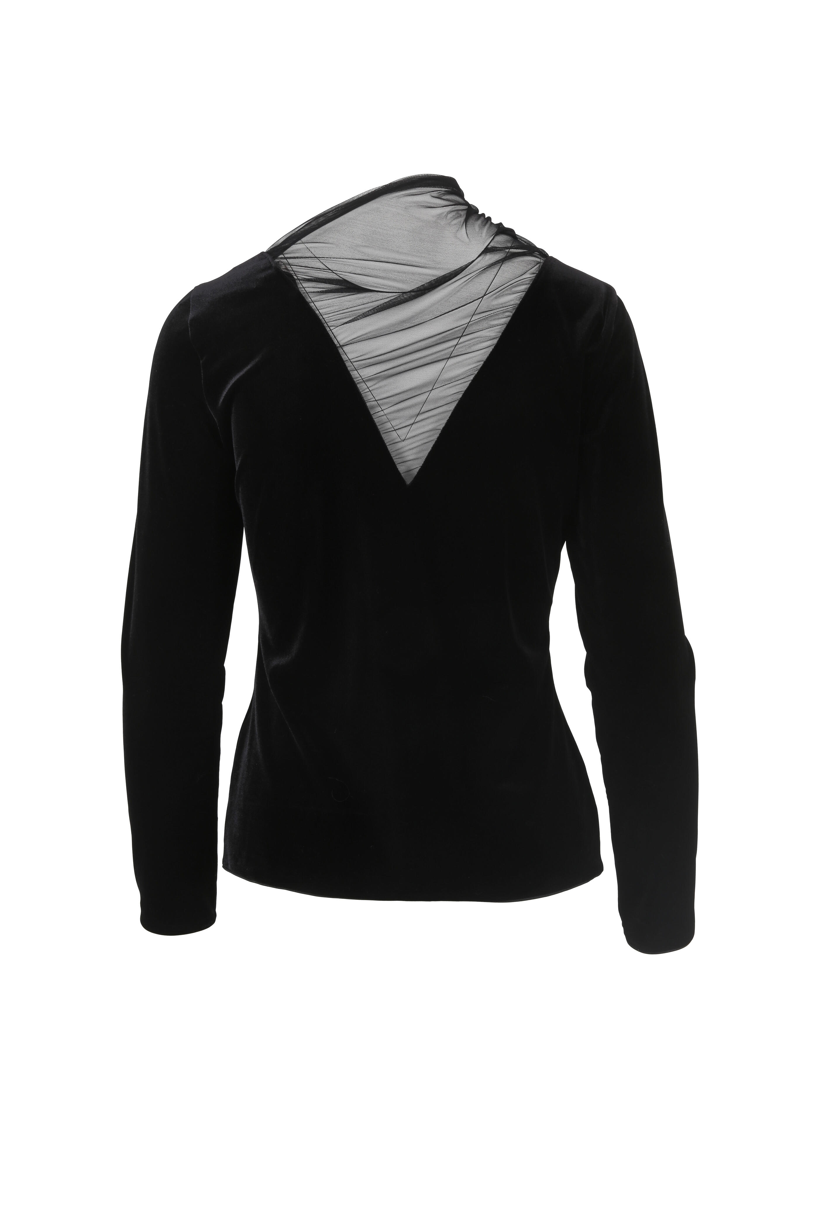 Emporio Armani - Black Velvet Ruched Sheer Inset Top