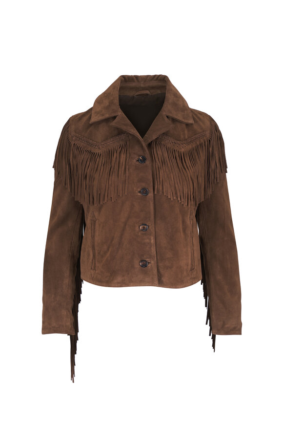 Nili Lotan Eloi Hazelnut Suede Fringe Jacket - view 1