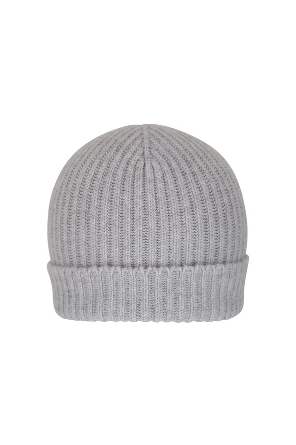 Alex Begg Alex Ash Gray Ribbed Cashmere Beanie