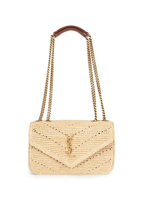 Saint Laurent - Small Loulou Natural Chevron Raffia Chain Bag
