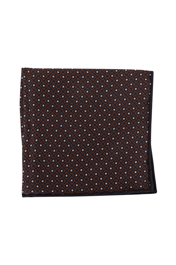 Brioni - Black Dot & Stripe Double Face Silk Pocket Square