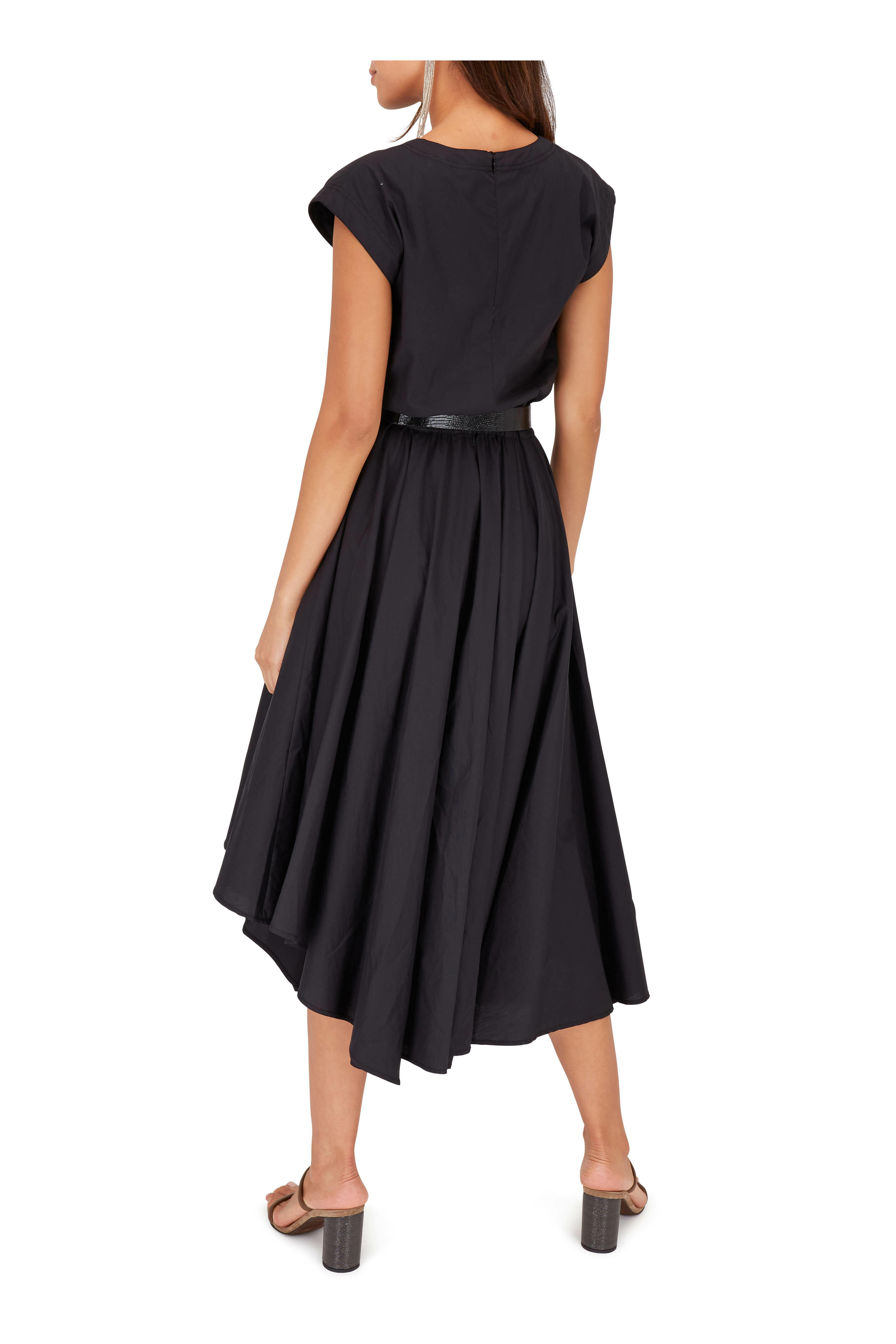 スカート BRUNELLO CUCINELLI Brunello Cucinelli Black Brunello Cucinelli Pleated Shirt Dress in Black | Santa Fe