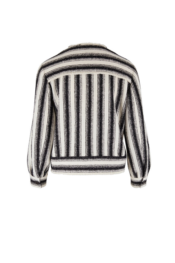 Akris Punto - Cream & Black Stripe Tweed Boxy Jacket