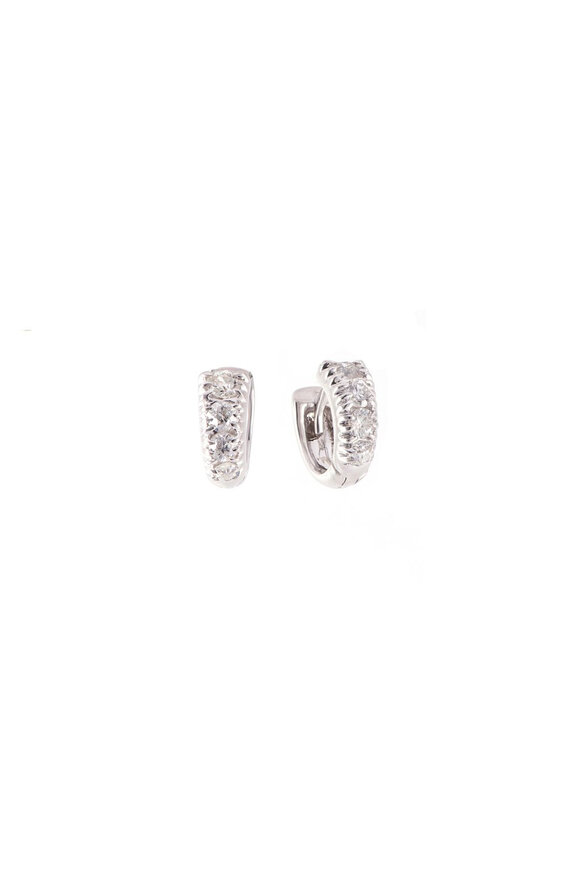 Sylva & Cie Mini European Diamond Huggie Hoops