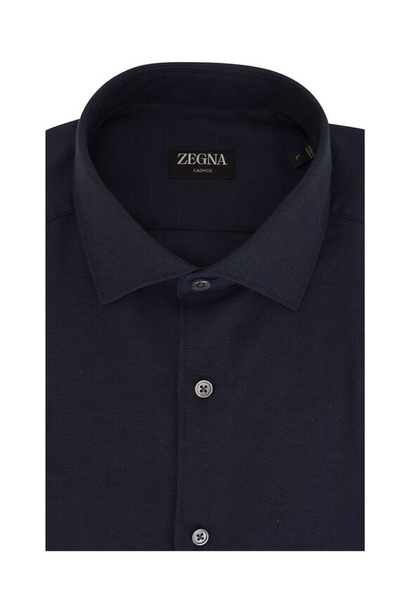 Zegna - Blue Cashmere & Cotton Sport Shirt