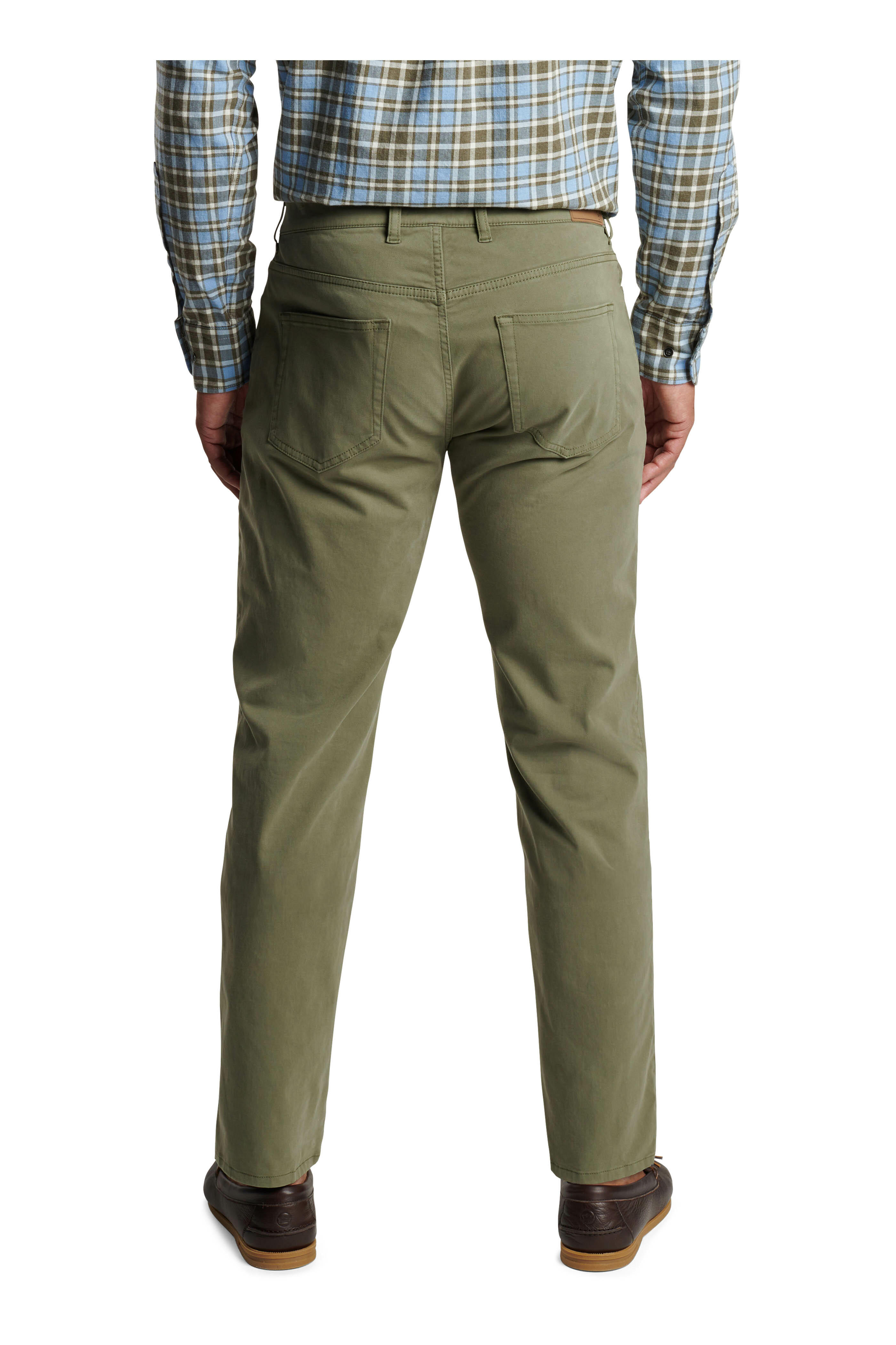 Peter Millar Signature Sateen Military Green Five Pocket Pant