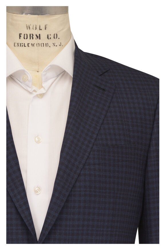 Canali Navy Blue Check Wool Sportcoat - view 1