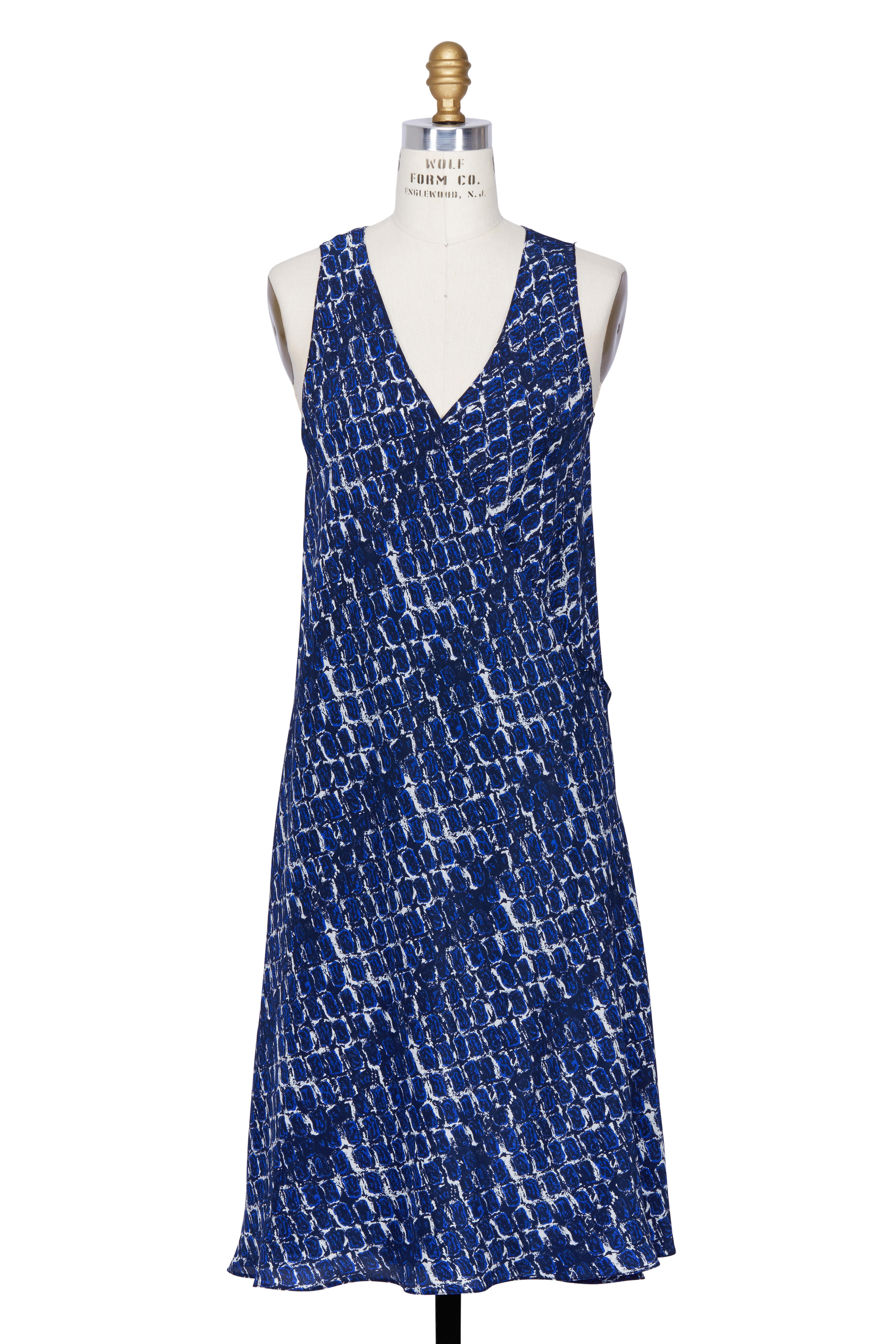 Peter Cohen - Sapphire Silk Print A-line Sleeveless Dress