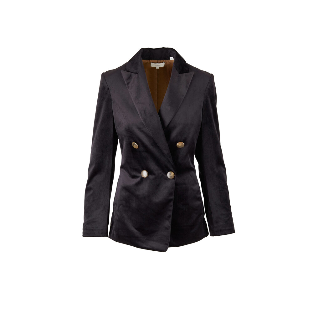 Vince - Black Velvet Double-Breasted Blazer | Mitchell Stores