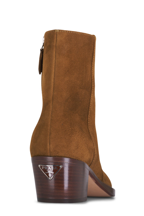 Prada - Beige Suede Western Boot, 55mm 