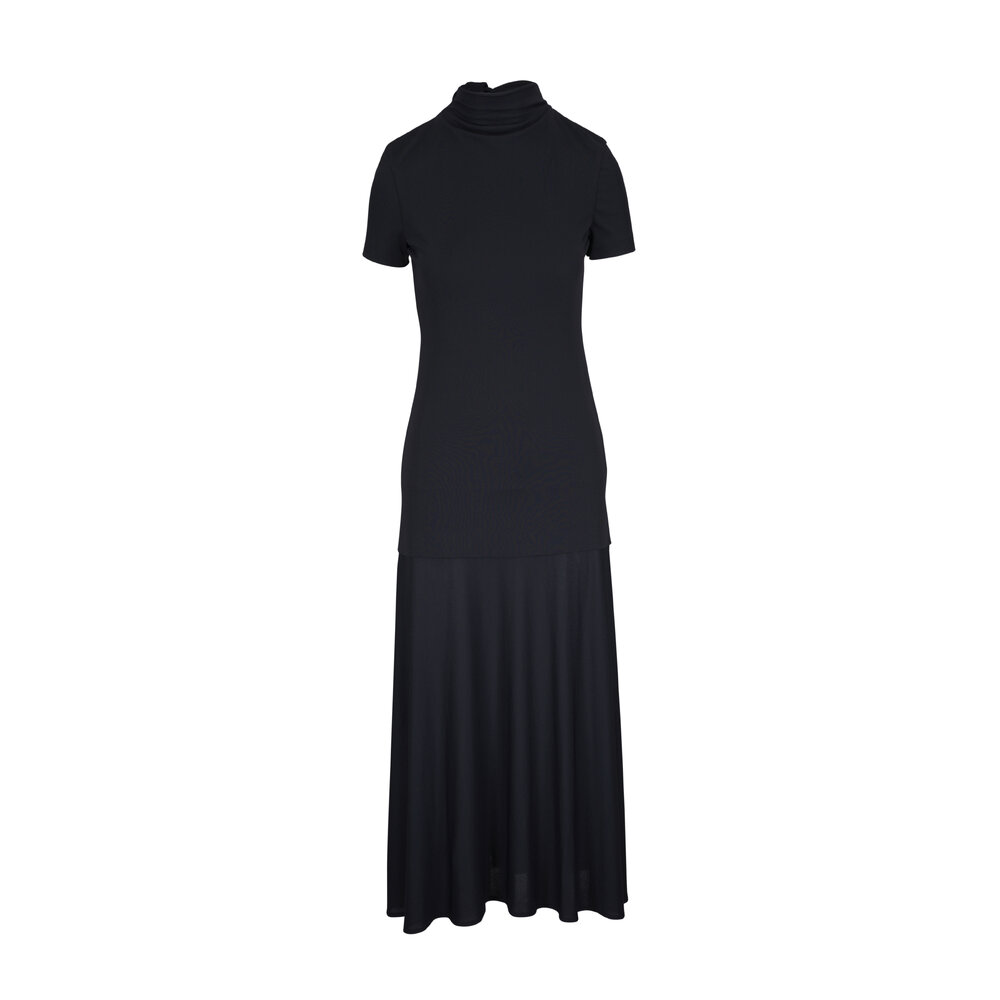 Jil Sander - Crepe Fluid Black Midi Dress | Mitchell Stores