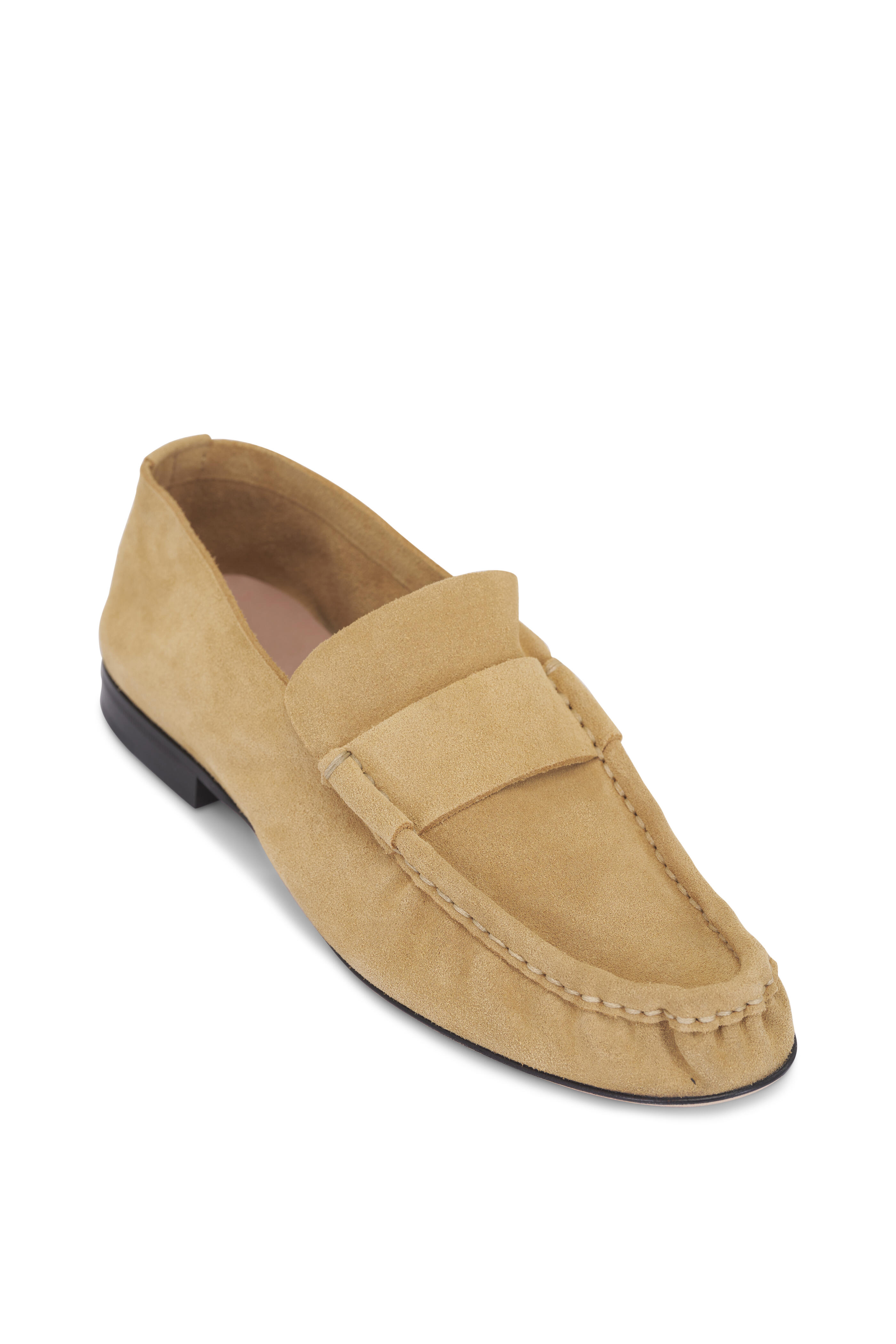 The Row - Yellow Linen Suede Soft Moccasin