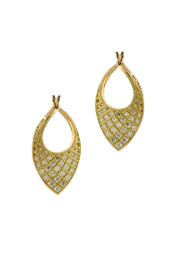 Paul Morelli - Gold Small Spiral Mesh Twist Diamond Earrings
