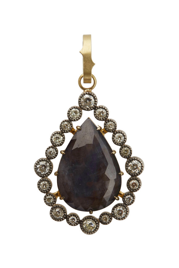 Sylva & Cie - Yellow Gold Sapphire & Diamond Pendant