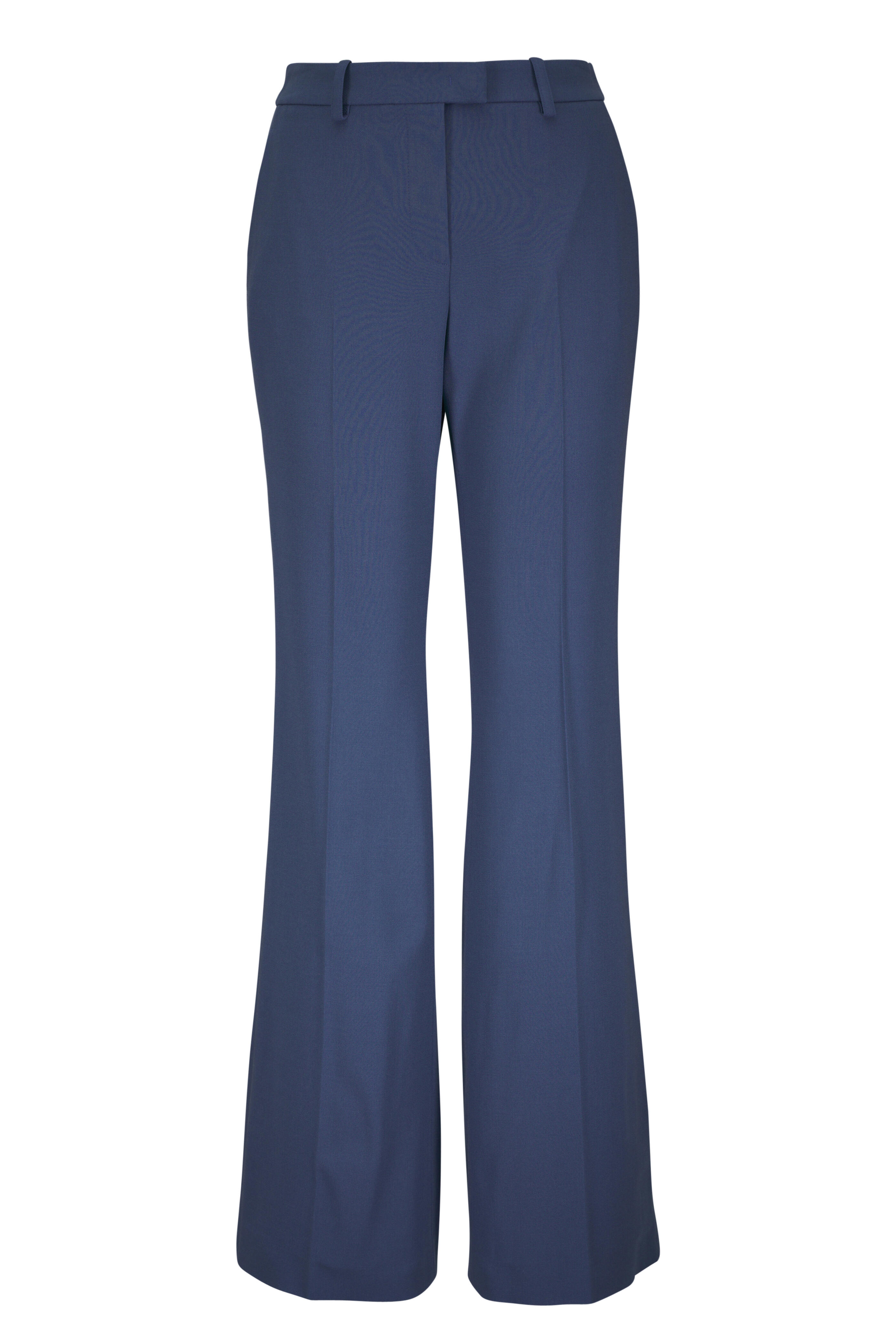 Michael Kors Collection - Haylee Steel Blue Stretch Wool Crepe Flare Pant
