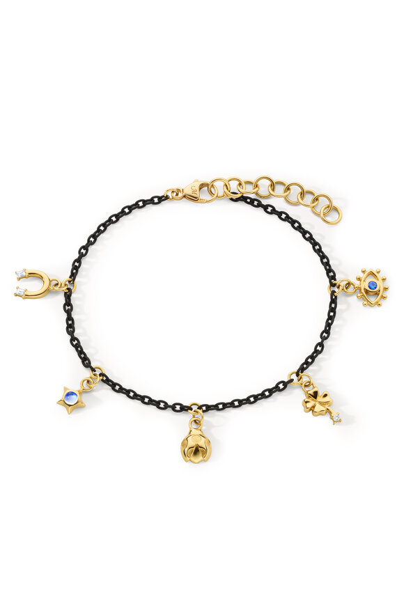 Monica Rich Kosann 18k Yellow Gold Good Luck Charm Bracelet