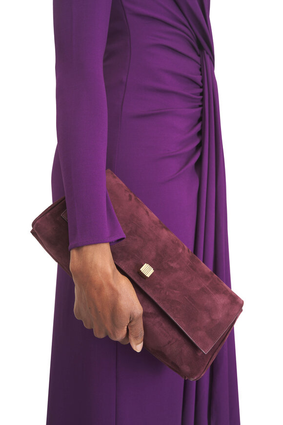 Khaite Audrey Rouge Noir Suede Clutch - view 2