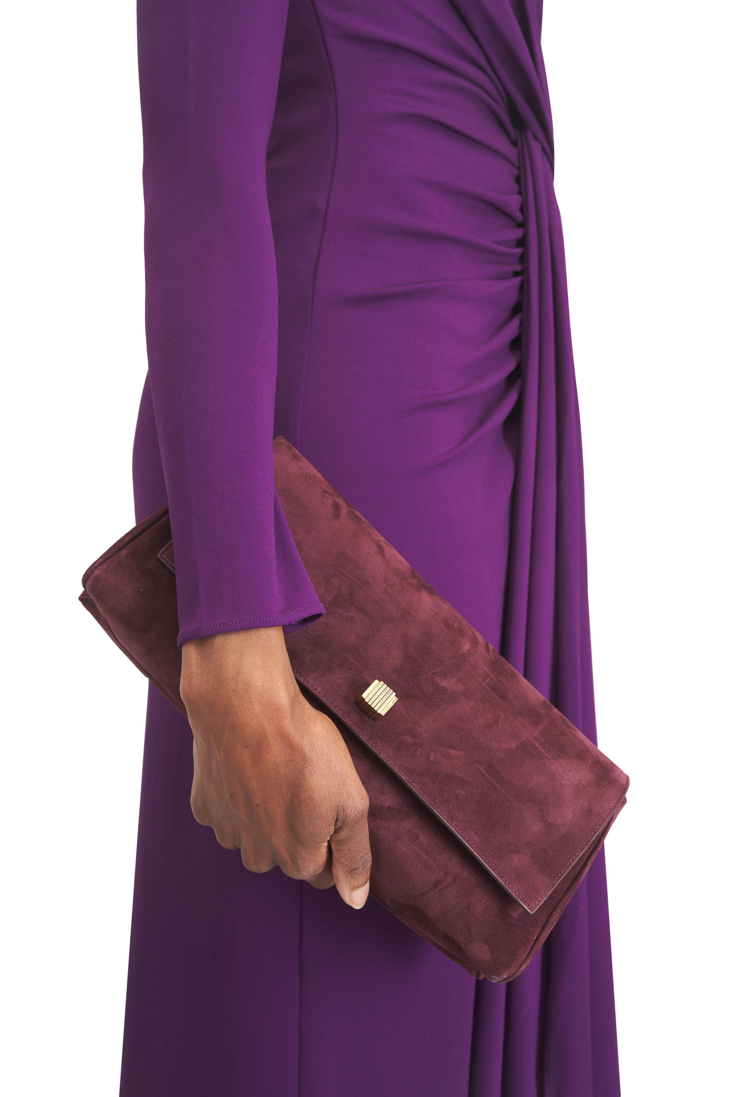 Khaite - Audrey Rouge Noir Suede Clutch - view 2