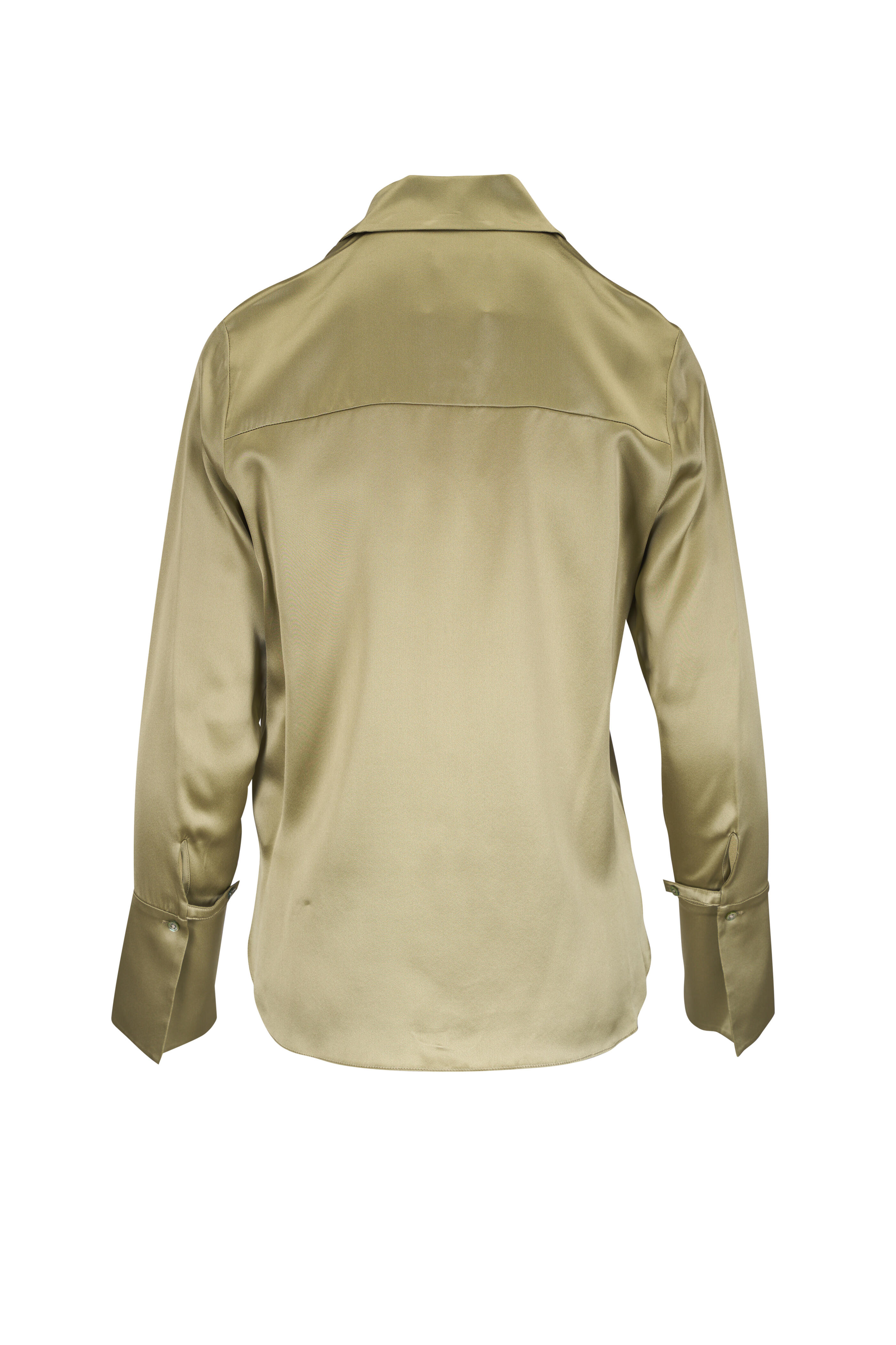 TWP - Object of Affection Sleeve Detail Sage Silk Shirt