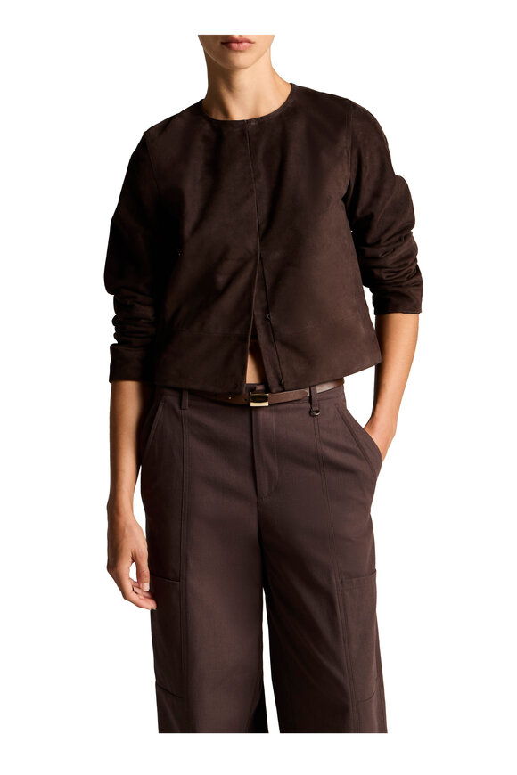 Vince Iron Suede Collarless Cropped Jacket - view 2