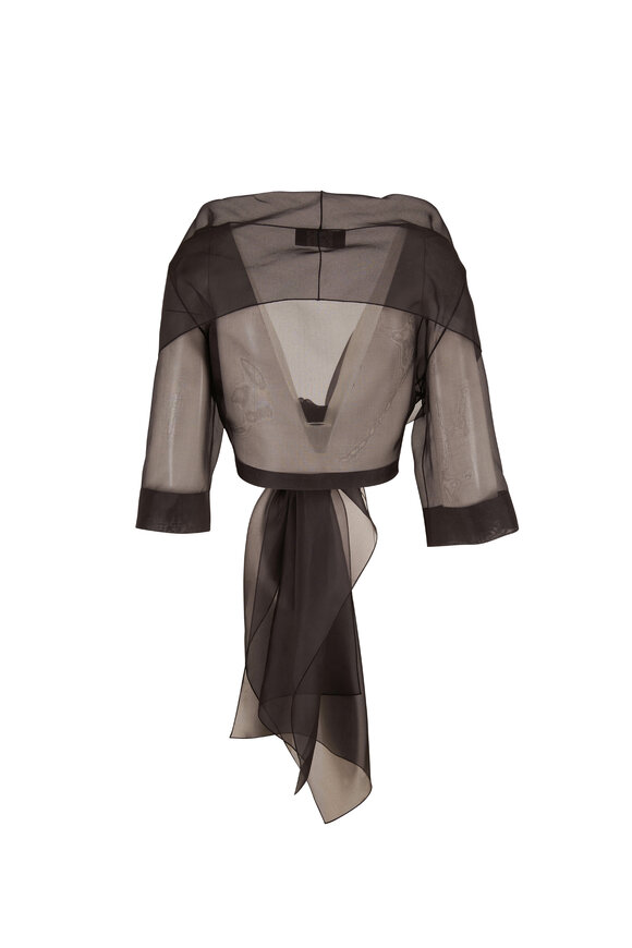 Paule Ka Black Organza Front Tie Cardigan - view 2