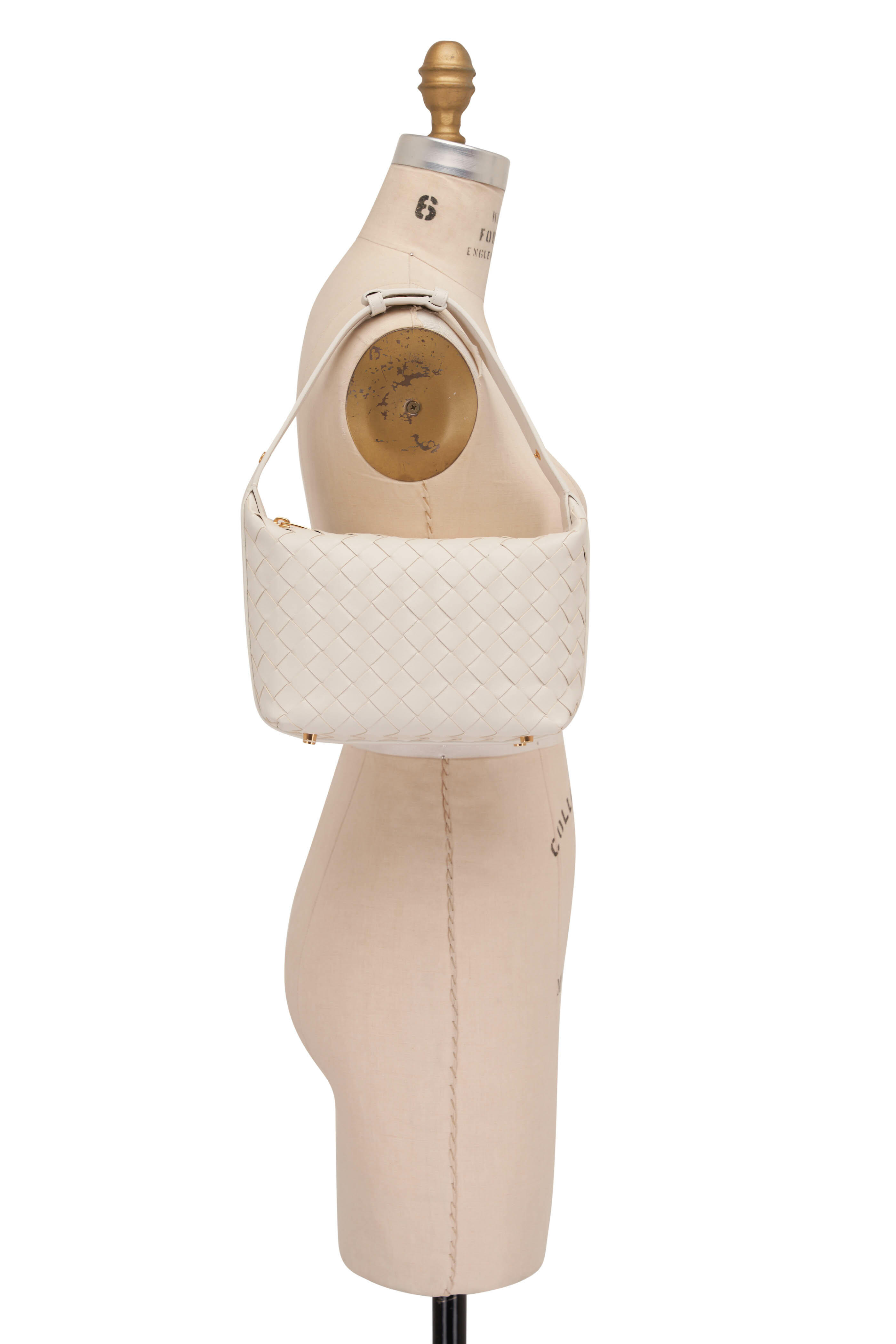 Bottega Veneta - Mini Wallace White & Gold Leather Shoulder Bag