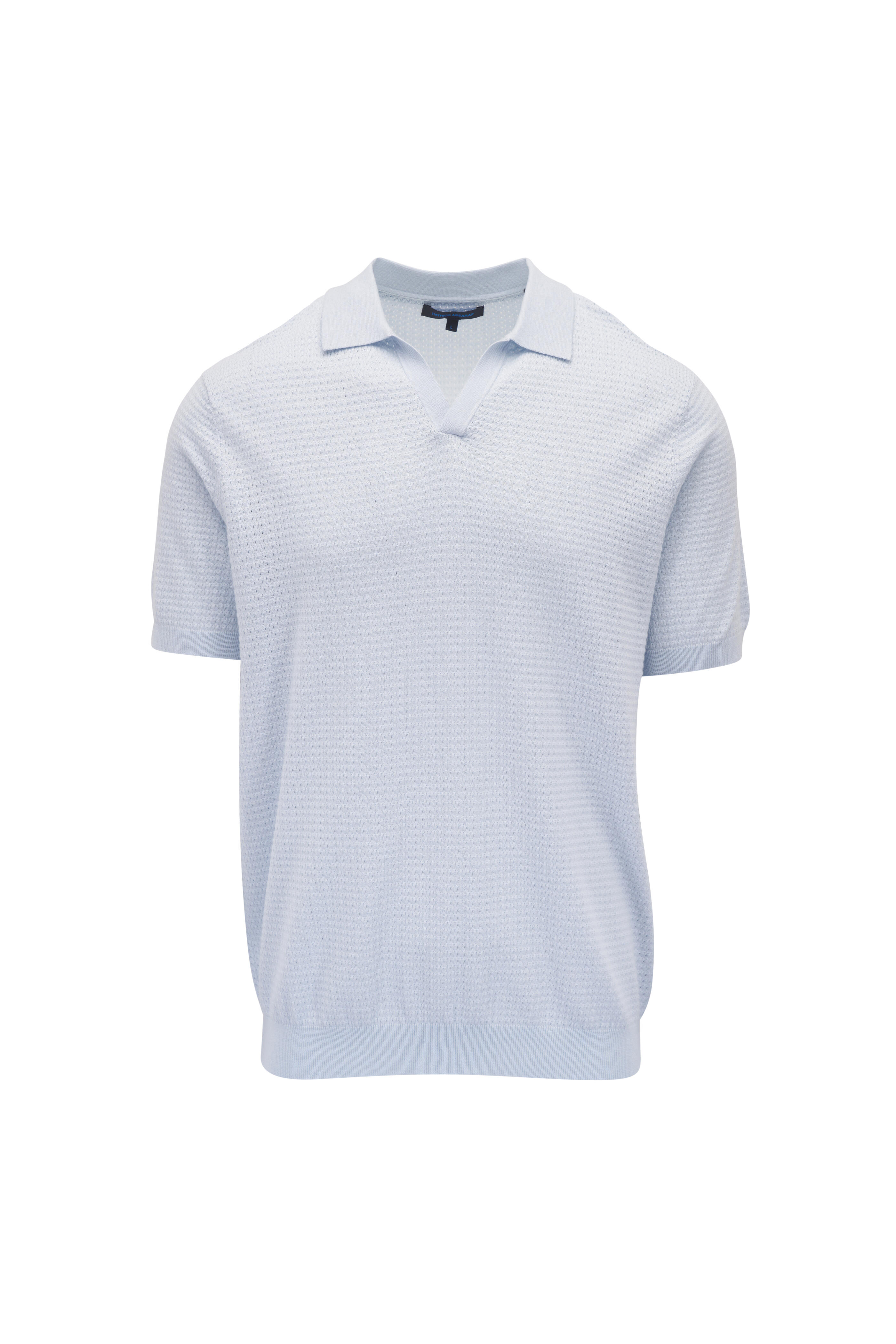 Patrick Assaraf - Light Blue Textured Knit Polo