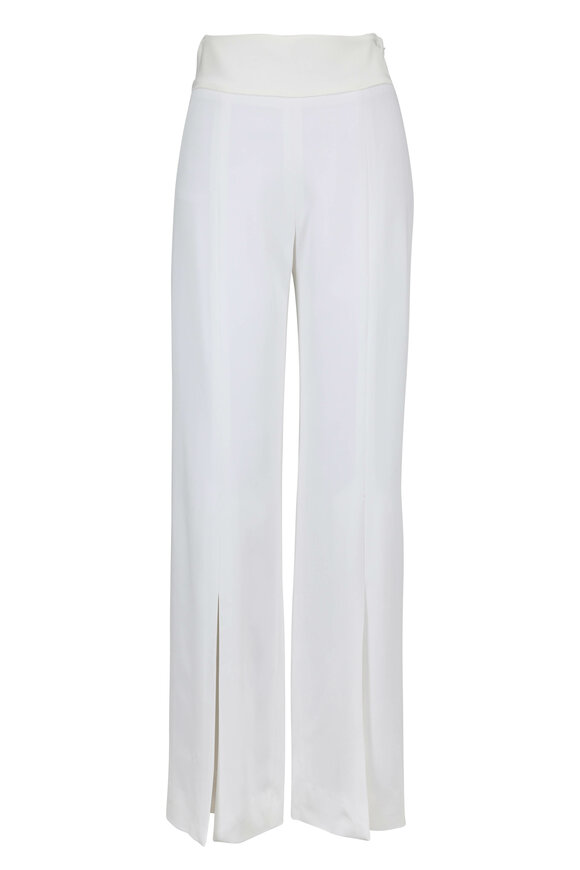 Jonathan Simkhai - White Satin Front Slit Pant 