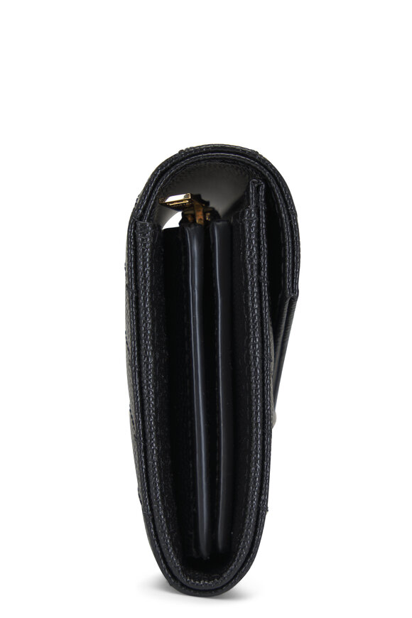 Saint Laurent Cassandre Matelassé Black Leather Flap Wallet - view 3