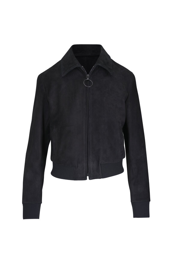 Akris Punto Short Black Suede Bomber Jacket - view 1