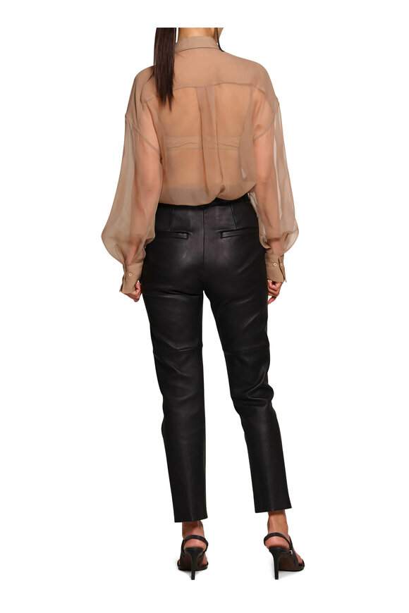 Akris - Clay Microstripe Drawstring Blouse