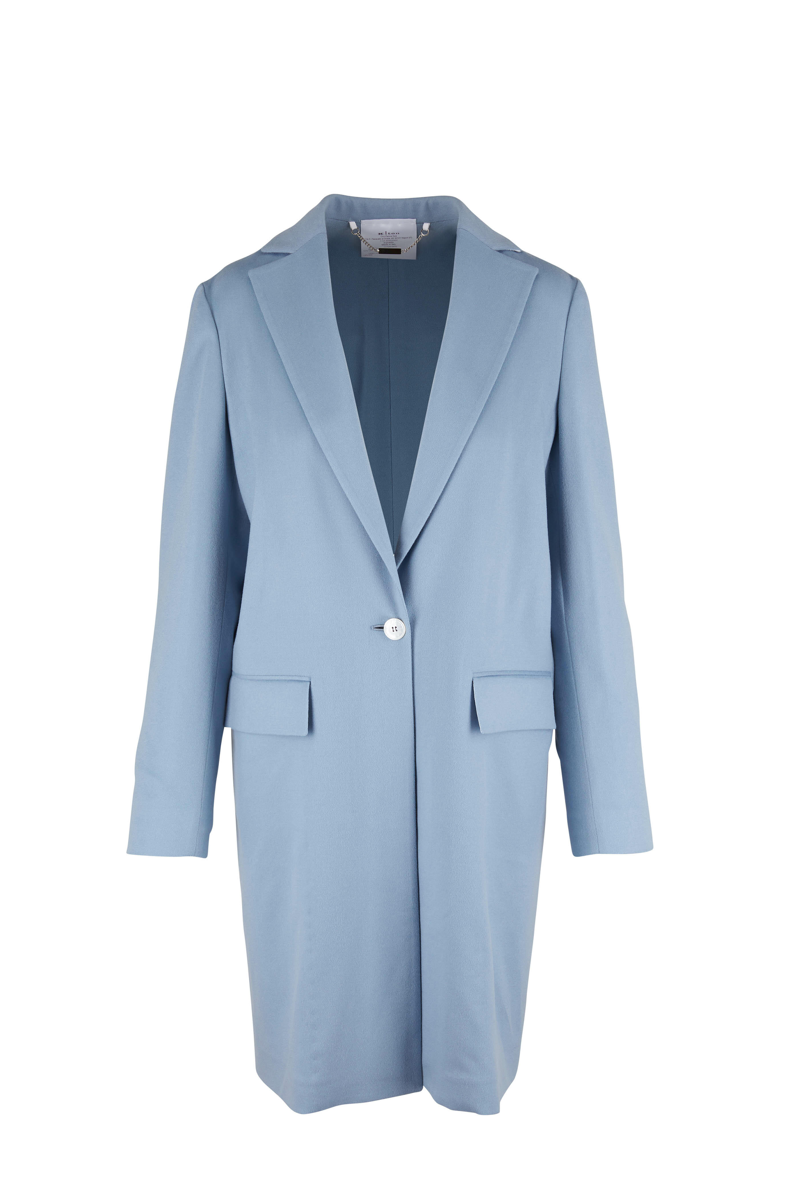 Kiton - Light Blue Notched Collar Coat