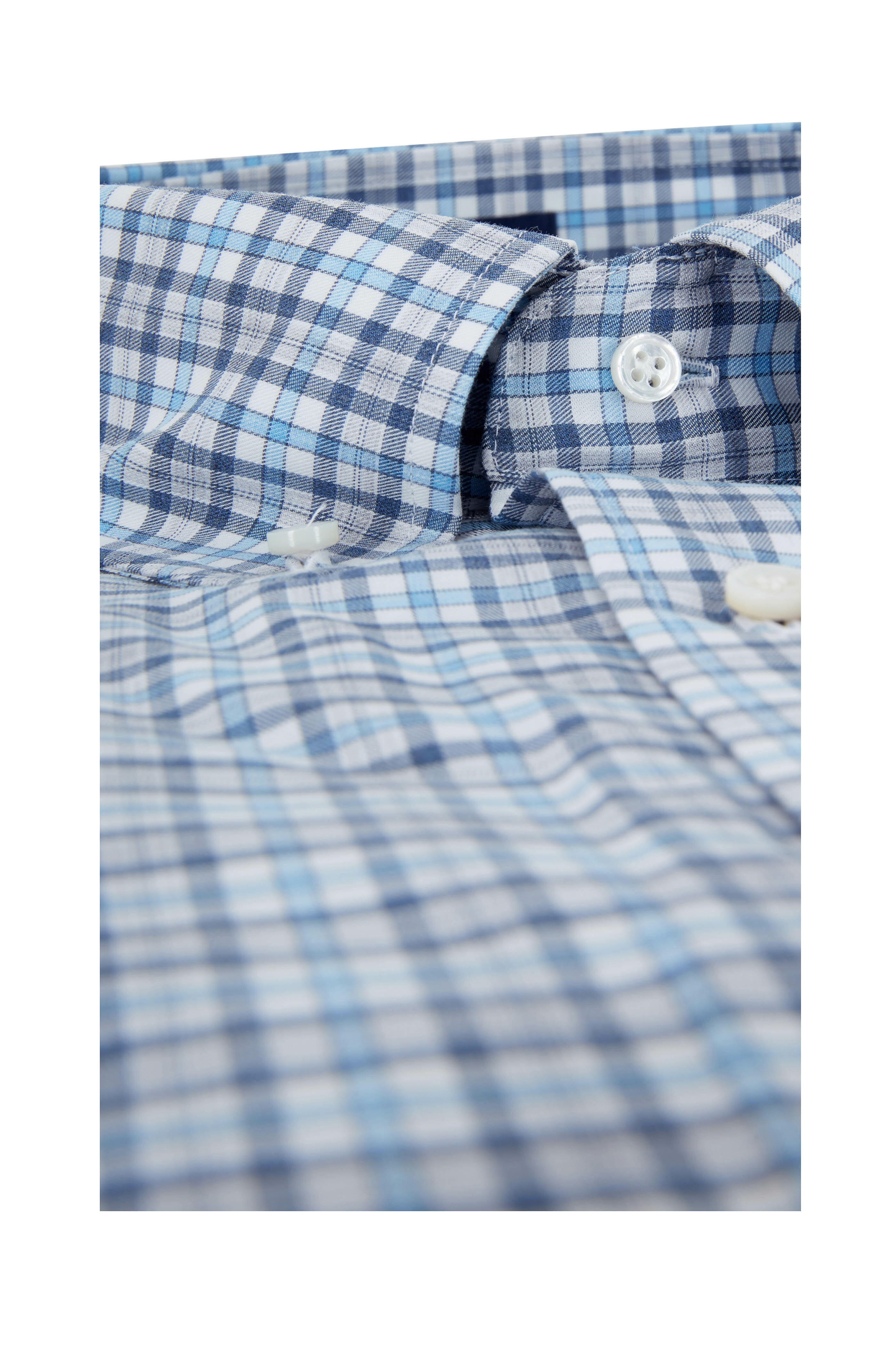 Peter Millar - Blue & Gray Check Sport Shirt - view 2