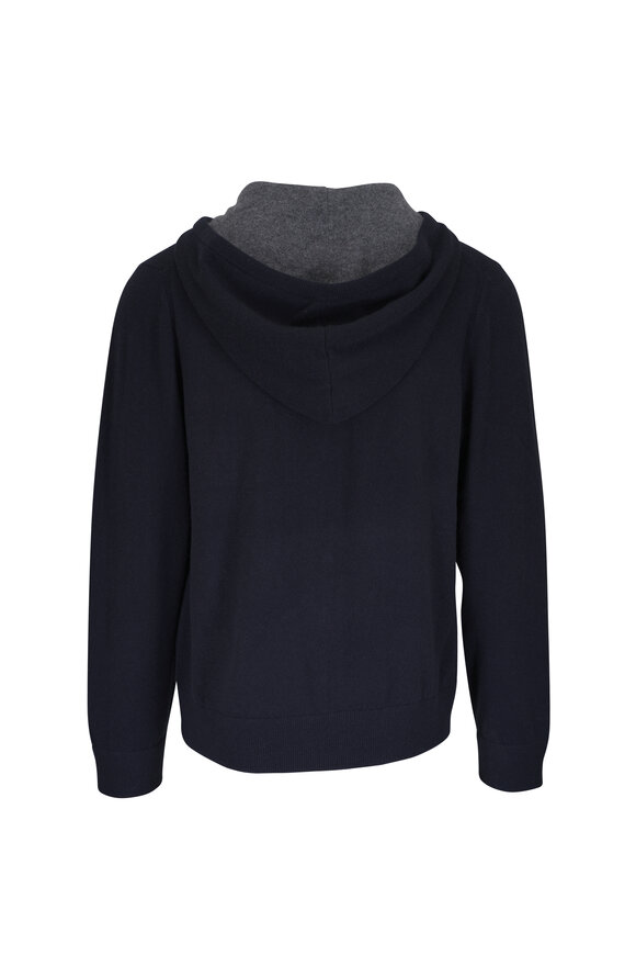 Vince Coastal Blue Cashmere Front Zip Hoodie - view 3