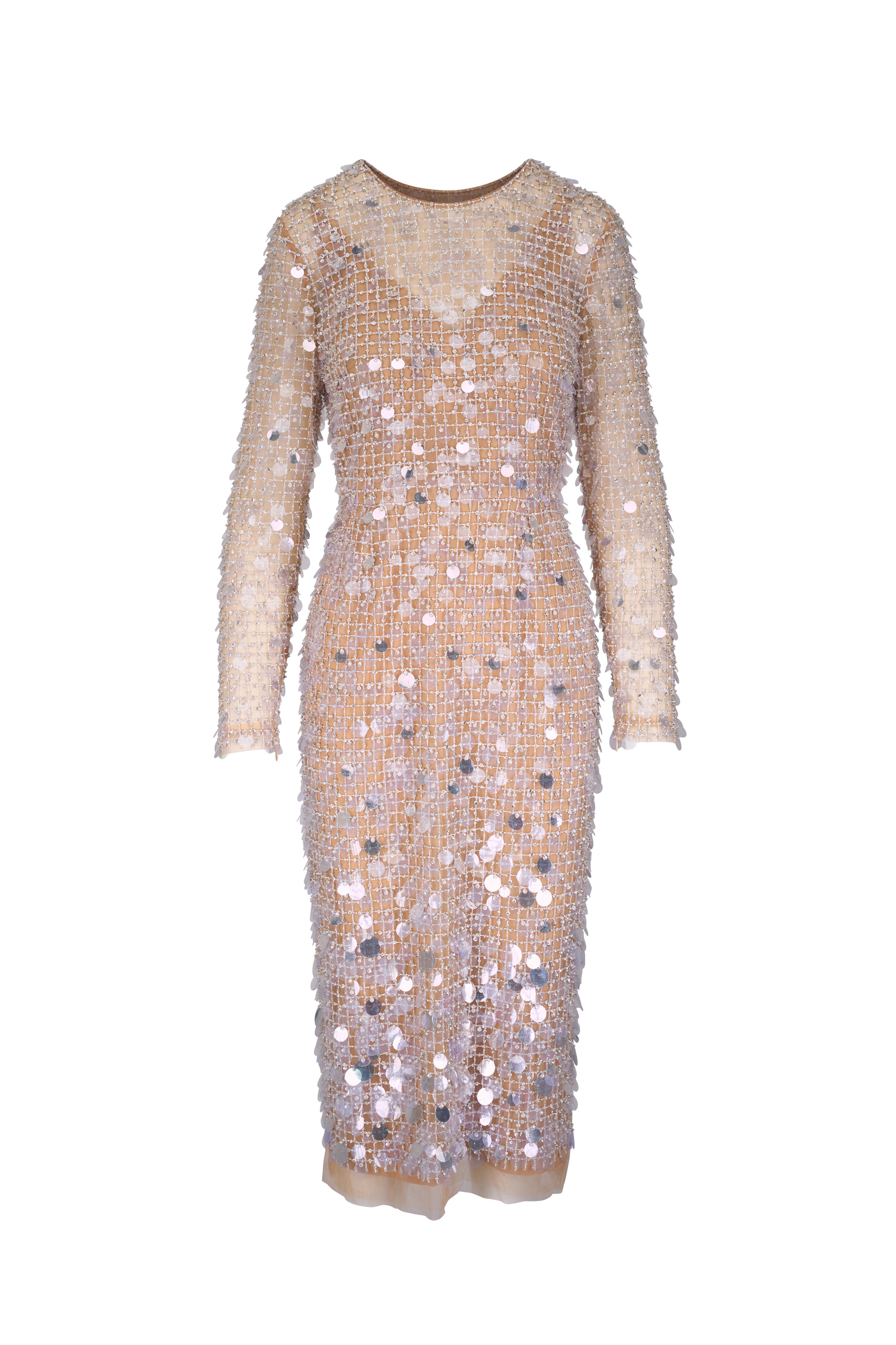 Carolina Herrera - Ivory Crystal Embroidered Midi Dress