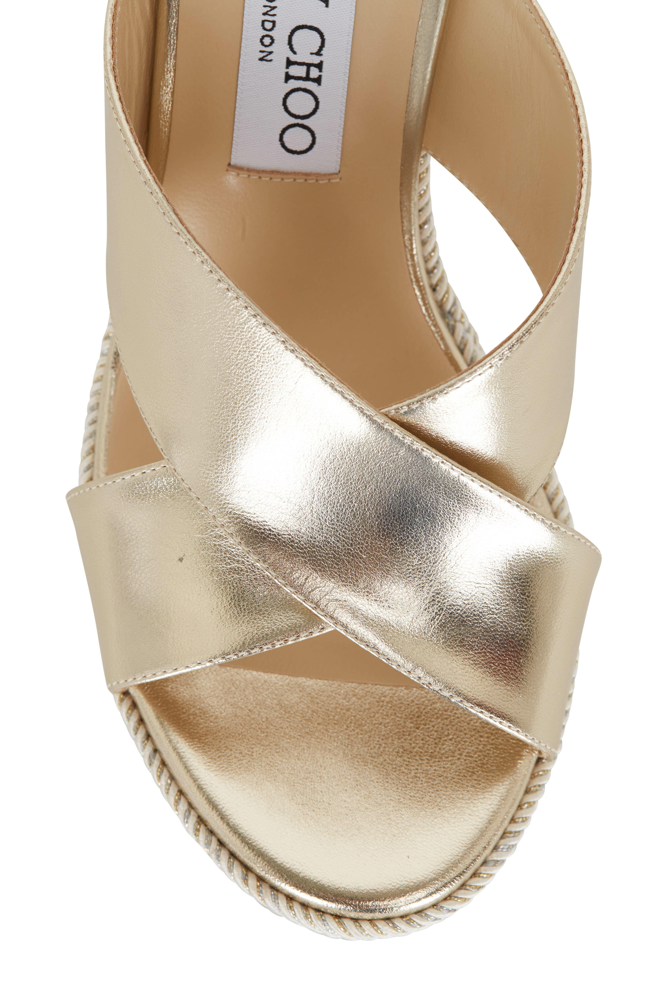 Jimmy Choo - Dovina Champagne Leather Wedge, 100mm