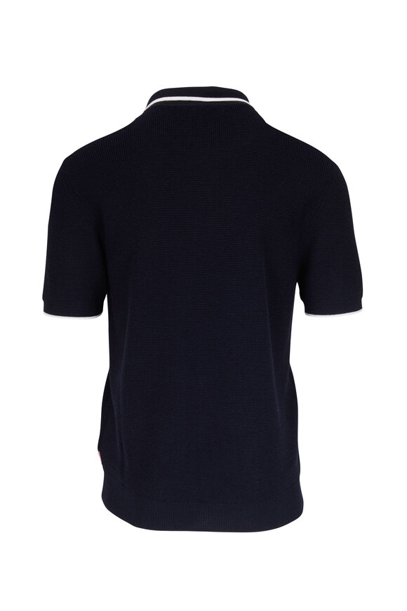 Orlebar Brown Horton Navy Johnny Collar Tipped Polo - view 3