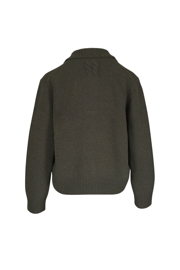 Nili Lotan Renata Dark Pine Wool Collared Sweater - view 3