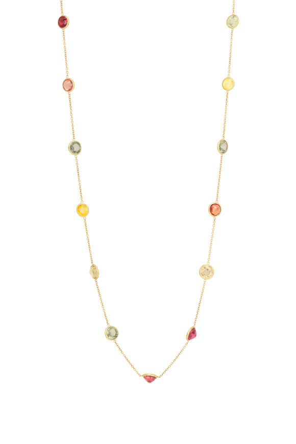 Renee Lewis 18k Yellow Gold Antique Natural Sapphire Necklace - view 1